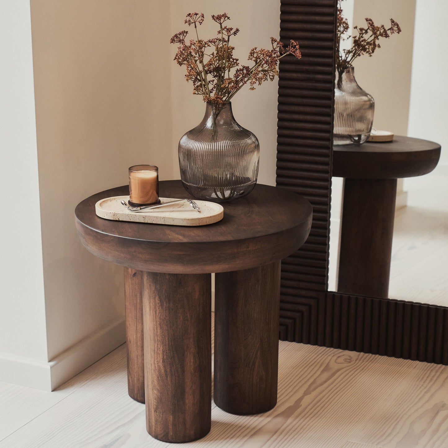 Sloane - Specchio ad Arco Premium Grande in Legno Scuro 180cm x 100cm