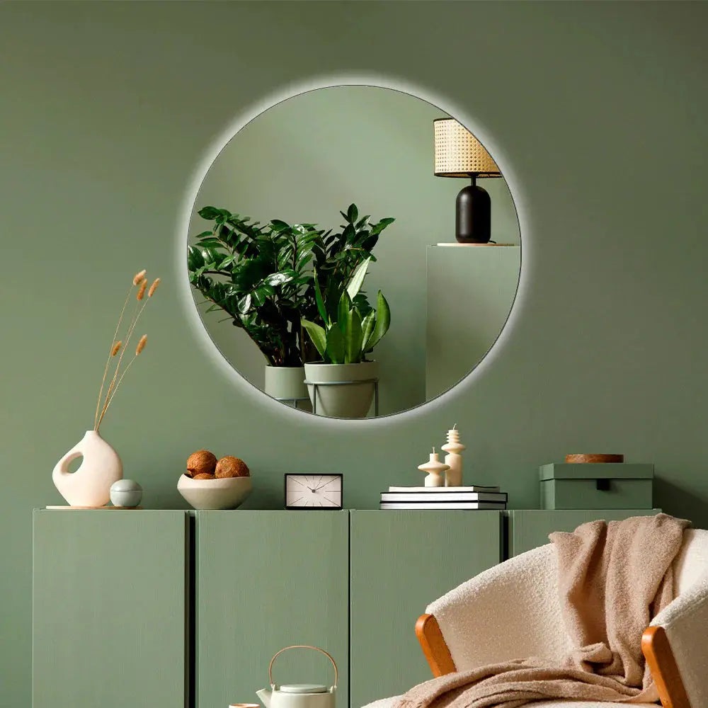 Specchio da Parete Rotondo a LED Moderno - Design Premium Retroilluminato e Impermeabile