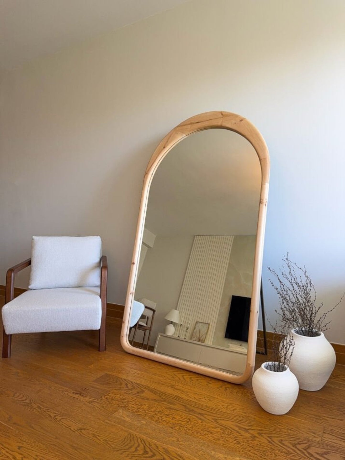 Léa – Specchio Ovale con Cornice in Legno 180x100 cm