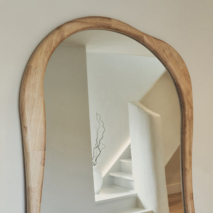 Arcurva - Specchio Irregolare Grande a Figura Intera in Legno Chiaro 190cm x 120cm