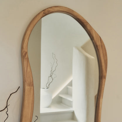 Arcurva - Specchio Irregolare Grande Intero in Legno Chiaro 170cm x 85cm