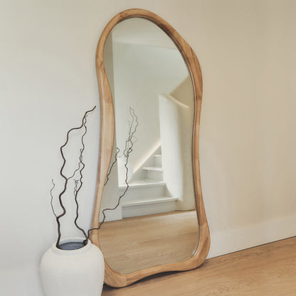 Arcurva - Specchio Irregolare Grande Intero in Legno Chiaro 170cm x 85cm