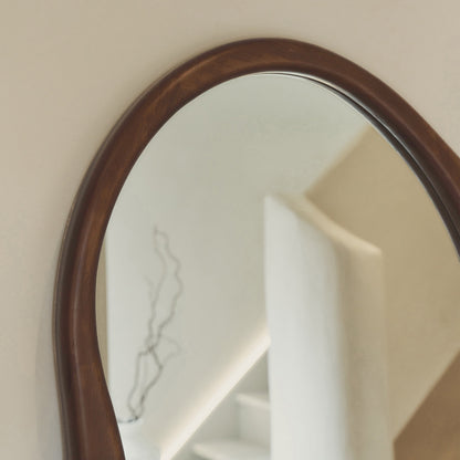 Arcurva - Specchio Irregolare Grande a Figura Intera in Legno Scuro 170cm x 85cm