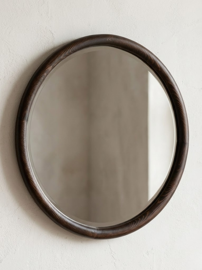 ELIN – Specchio da parete rotondo Japandi in legno 70 cm