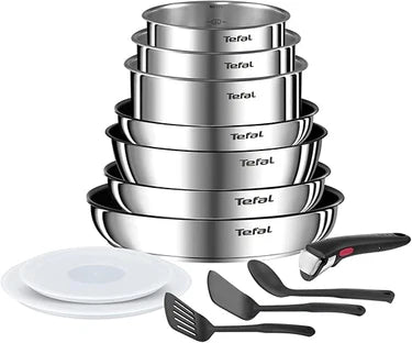 Tefal Ingenio Emotion Batterie de cuisine 13 pièces, Acier inoxydable, Empilable, Garantie 5 ans,