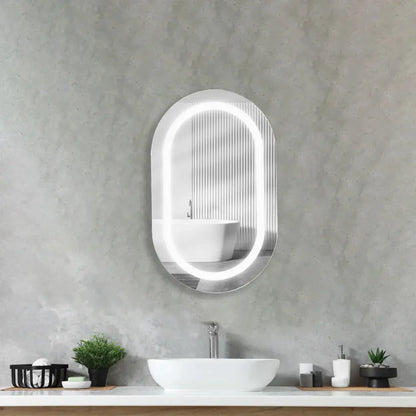 Specchio LED a Capsula Moderno - Vetro Smerigliato con Illuminazione Bi-Tensione
