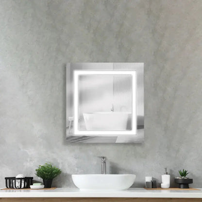 Specchio LED Retroilluminato Quadrato Moderno - Decorazione Parete in Vetro Satinato
