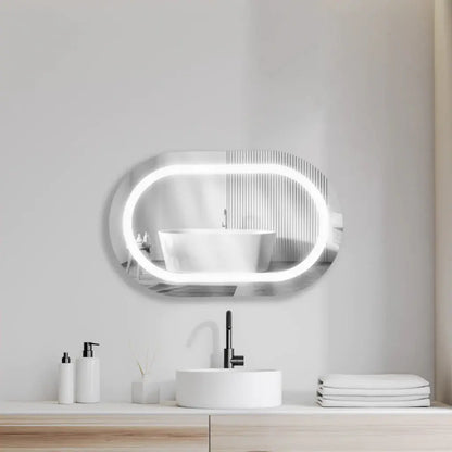 Specchio LED a Capsula Moderno - Vetro Smerigliato con Illuminazione Bi-Tensione