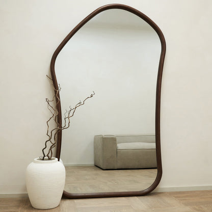 Aaliyah - Specchio Irregolare Grande a Figura Intera in Legno Scuro 180cm x 110cm