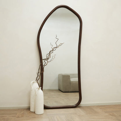 Aaliyah - Specchio Irregolare in Legno Scuro a Figura Intera 180cm x 80cm