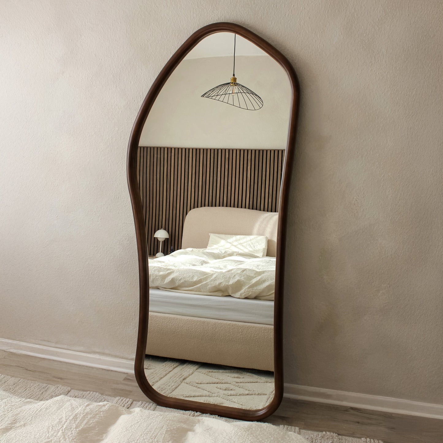 Aaliyah - Specchio Irregolare in Legno Scuro a Figura Intera 180cm x 80cm