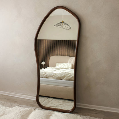 Aaliyah - Specchio Irregolare in Legno Scuro a Figura Intera 180cm x 80cm