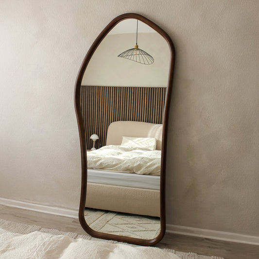 Aaliyah - Specchio Irregolare in Legno Scuro a Figura Intera 180cm x 80cm