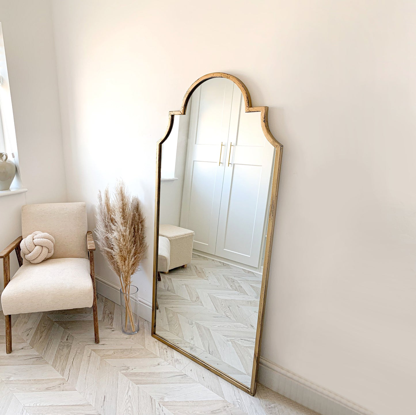 Alexandria - Specchio a Figura Intera in Metallo ad Arco Industriale Oro 159cm x 70cm