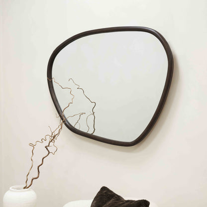 Aaliyah - Specchio da Parete Irregolare in Legno Scuro 110cm x 80cm