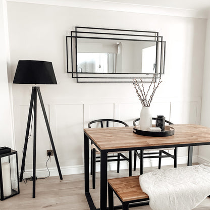 Amalfi - Specchio Rettangolare Grande in Metallo Nero 140cm x 70cm