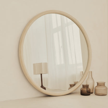 Amora - Specchio da Parete Rotondo Grande in Cemento 100cm x 100cm