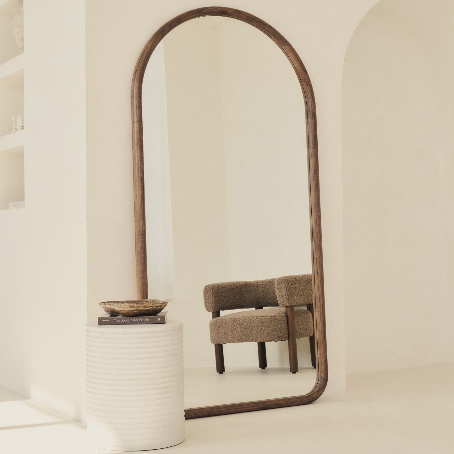 Amora - Specchio ad Arco in Legno Caldo a Figura Intera Grande 180cm x 90cm