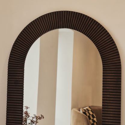 Sloane - Specchio ad Arco Premium Grande in Legno Scuro 180cm x 100cm