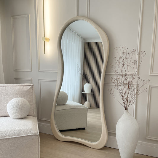 Arcurva - Specchio Irregolare Grande a Figura Intera in Cemento 170cm x 85cm