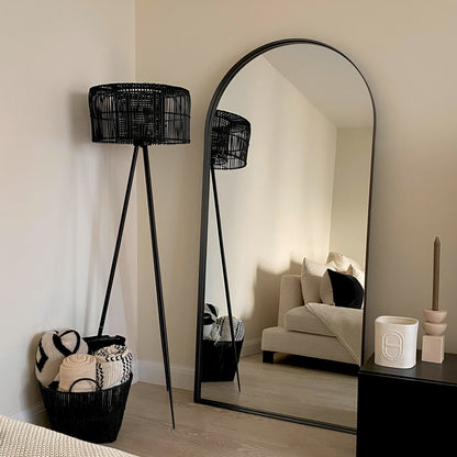 Arcus - Specchio a Arco Grande in Metallo Nero a Figura Intera 170cm x 80cm