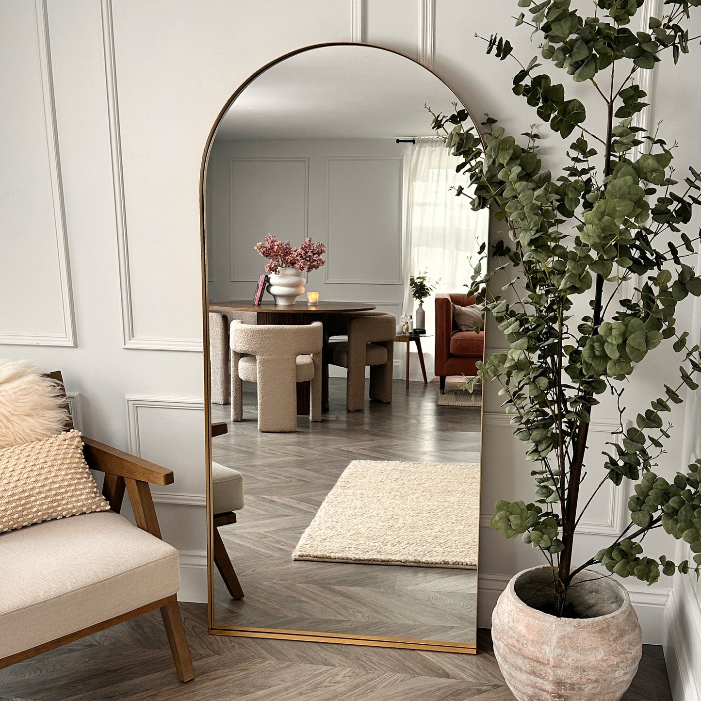 Arcus - Specchio ad Arco da Terra in Metallo Oro 170cm x 80cm