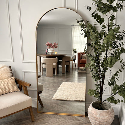 Arcus - Specchio ad Arco da Terra in Metallo Oro 170cm x 80cm