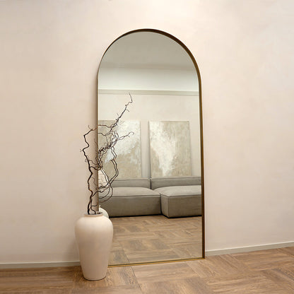 Arcus - Specchio ad Arco Alto in Metallo Dorato 200cm x 90cm