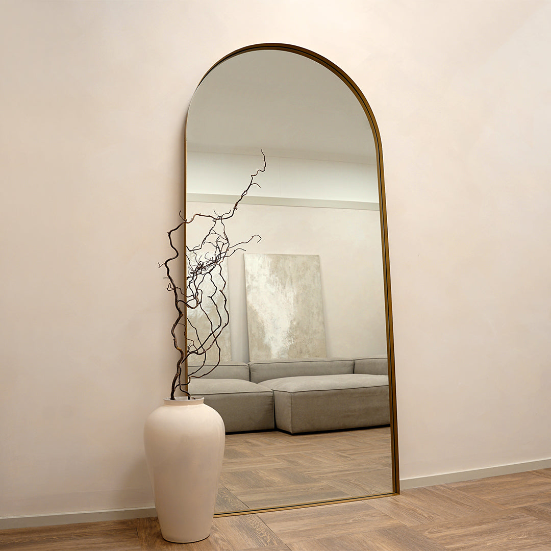 Arcus - Specchio ad Arco Alto in Metallo Dorato 200cm x 90cm