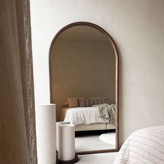 Arden - Specchio ad Arco in Legno Scuro a Figura Intera 175cm x 95cm