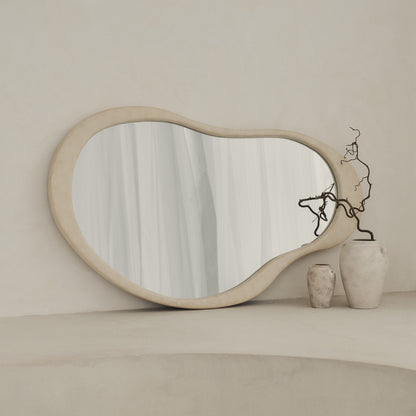 Arcurva - Specchio Irregolare Sopra-camino Grande in Cemento 130cm x 80cm