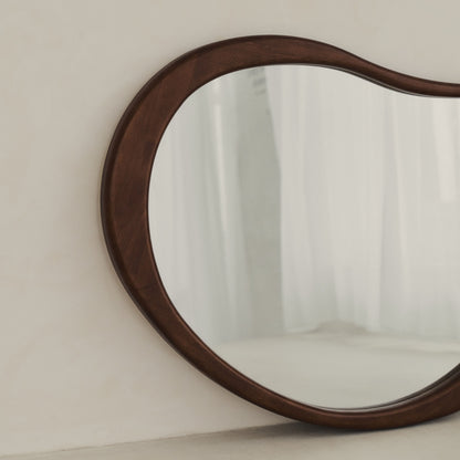 Arcurva - Specchio Irregolare Grande Sopracamino in Legno Scuro 130cm x 80cm