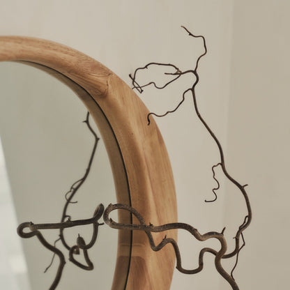 Arcurva - Specchio Irregolare Grande Sopra Camino in Legno Chiaro 130cm x 80cm