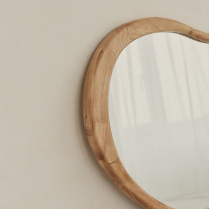 Arcurva - Specchio Irregolare Grande Sopra Camino in Legno Chiaro 130cm x 80cm