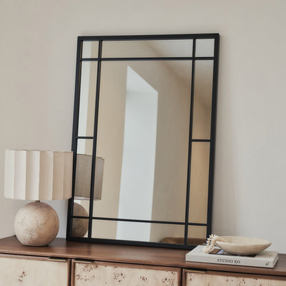 Bexley - Specchio da Parete Rettangolare in Metallo Nero 100cm x 70cm