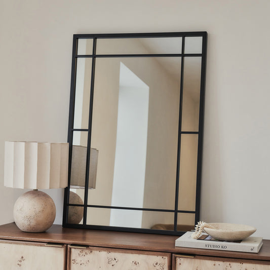 Bexley - Specchio da Parete Rettangolare in Metallo Nero 100cm x 70cm