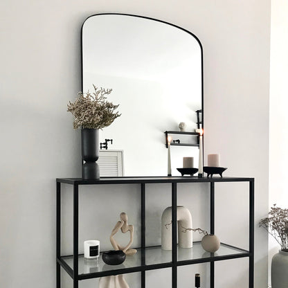 Bowness - Specchio da Parete ad Arco in Metallo Contemporaneo Nero 90cm x 75cm