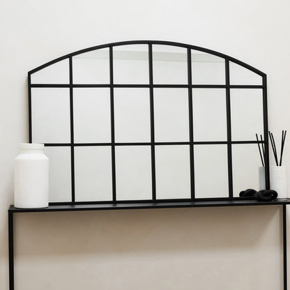 Bridgewater - Specchio a Finestra Industriale ad Arco in Metallo Nero 120cm x 80cm