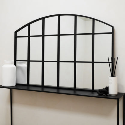 Bridgewater - Specchio a Finestra Industriale ad Arco in Metallo Nero 120cm x 80cm
