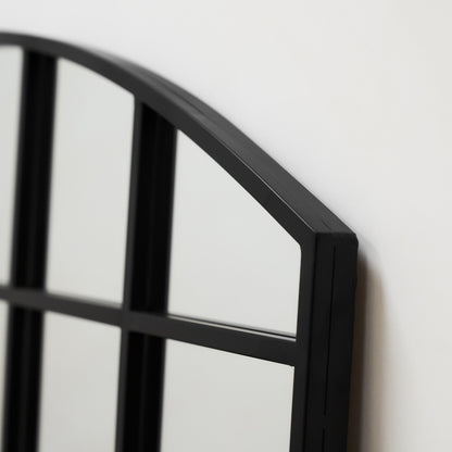 Bridgewater - Specchio a Finestra Industriale ad Arco in Metallo Nero 120cm x 80cm