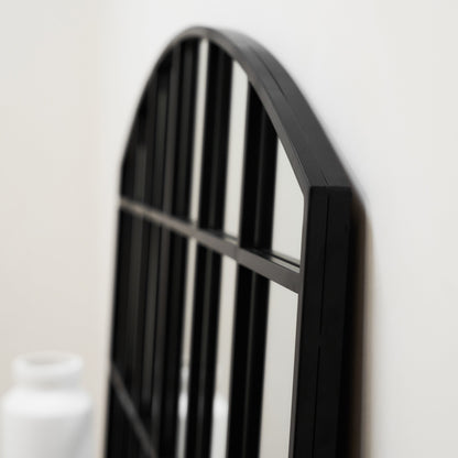 Bridgewater - Specchio a Finestra Industriale ad Arco in Metallo Nero 120cm x 80cm