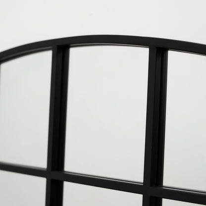 Bridgewater - Specchio a Finestra Industriale ad Arco in Metallo Nero 120cm x 80cm