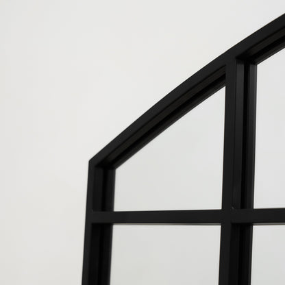Bridgewater - Specchio a Finestra Industriale ad Arco in Metallo Nero 120cm x 80cm