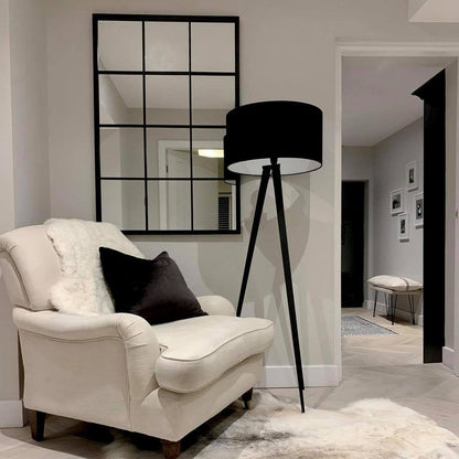 Brooklyn - Specchio da Parete Grande in Metallo Nero 120cm x 80cm