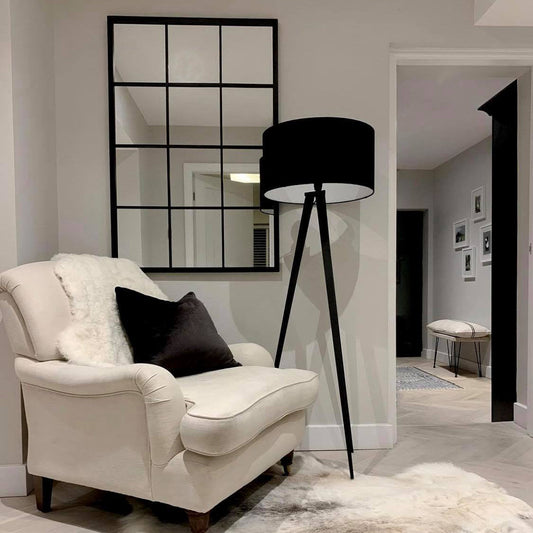 Brooklyn - Specchio da Parete Grande in Metallo Nero 120cm x 80cm