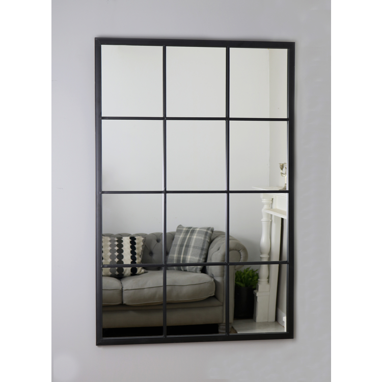 Brooklyn - Specchio da Parete Grande in Metallo Nero 120cm x 80cm