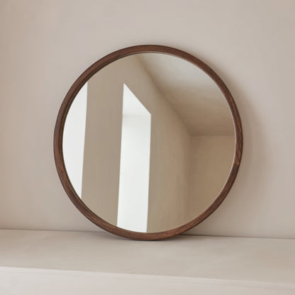 Arden - Specchio da Parete Tondo in Legno Scuro 70cm x 70cm