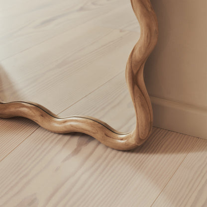 Marea - Specchio Intero Retro Ondulato in Legno Chiaro 170cm x 80cm