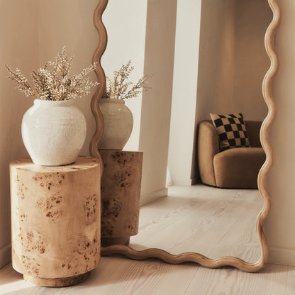 Marea - Specchio Intero Retro Ondulato in Legno Chiaro 170cm x 80cm