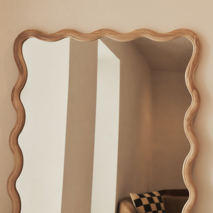 Marea - Specchio Intero Retro Ondulato in Legno Chiaro 170cm x 80cm